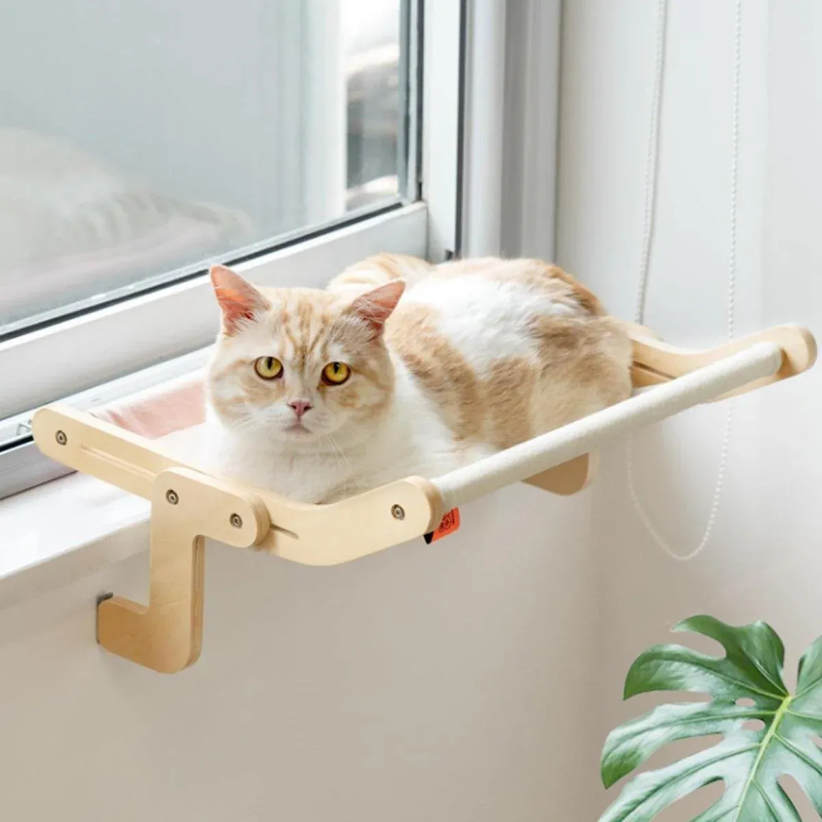 Window Hanging Cat Hammock Solid Wood Sun Bed Nest for All Seasons Durable - Grey+Blue image 13
