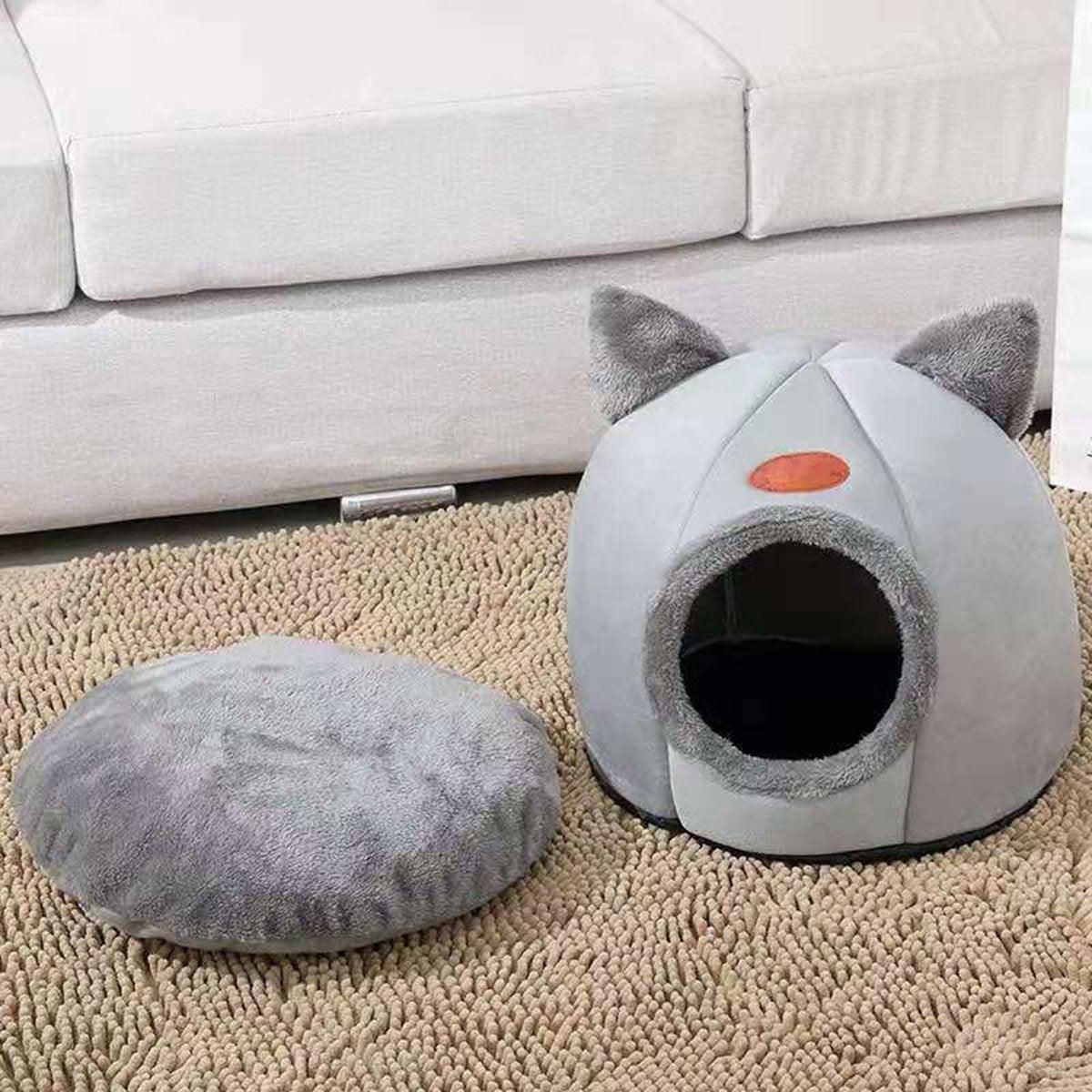 Cat Bed Winter Warm Enclosed Pet House Cozy Indoor Sleeping Nest for Cold Weather - XL image 11