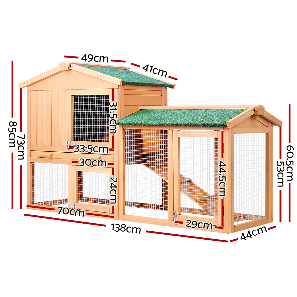 i.Pet Chicken Coop Rabbit Hutch 138cm x 44cm x 85cm Large Chicken Coop House Run Cage… image 2