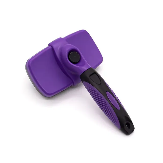 3 Pack Purple 17*10cm Self-Cleaning Pet Slicker Brush with 60 Degree Curved Pins…