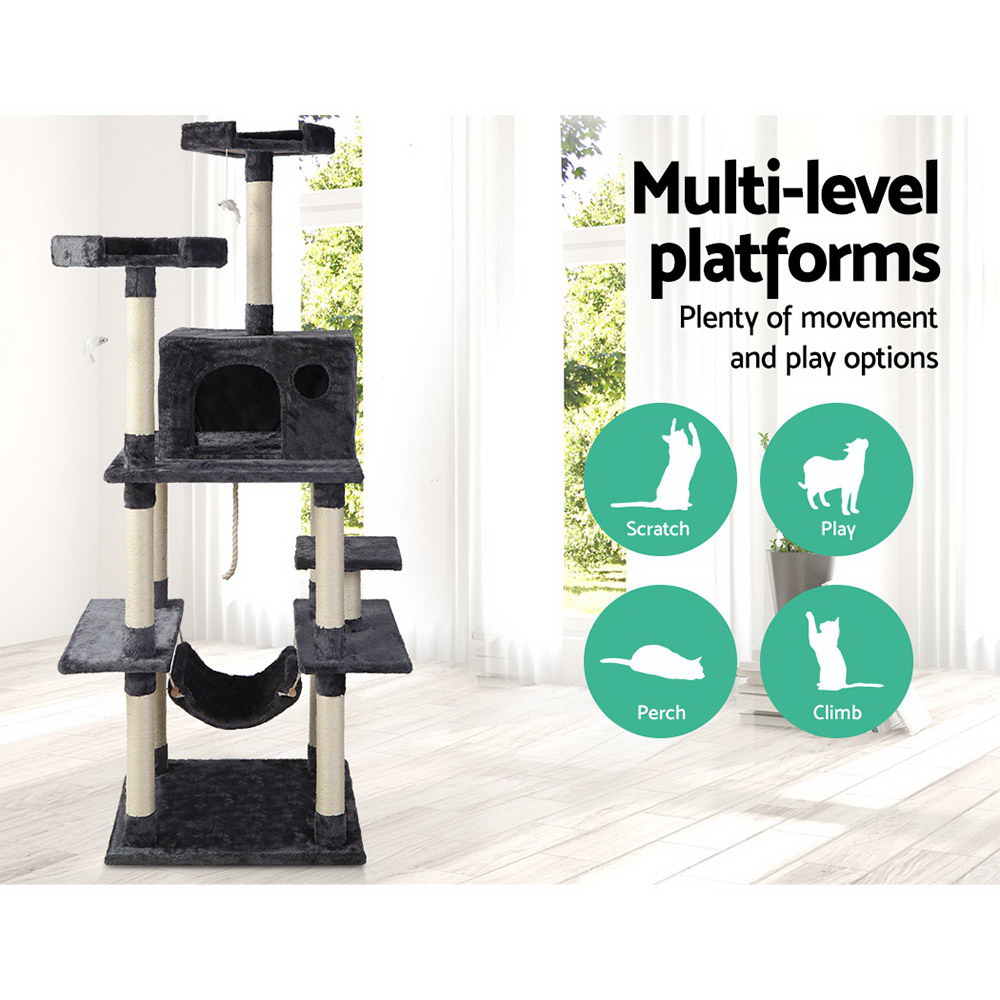 i.Pet Cat Tree 184cm Tower Scratching Post Scratcher Wood Trees Condo Bed House image 3