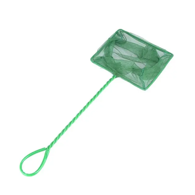 Aquarium Fishing Net Fish Tank Cleaning Tools Green Fine Mesh Net with Plastic Handle