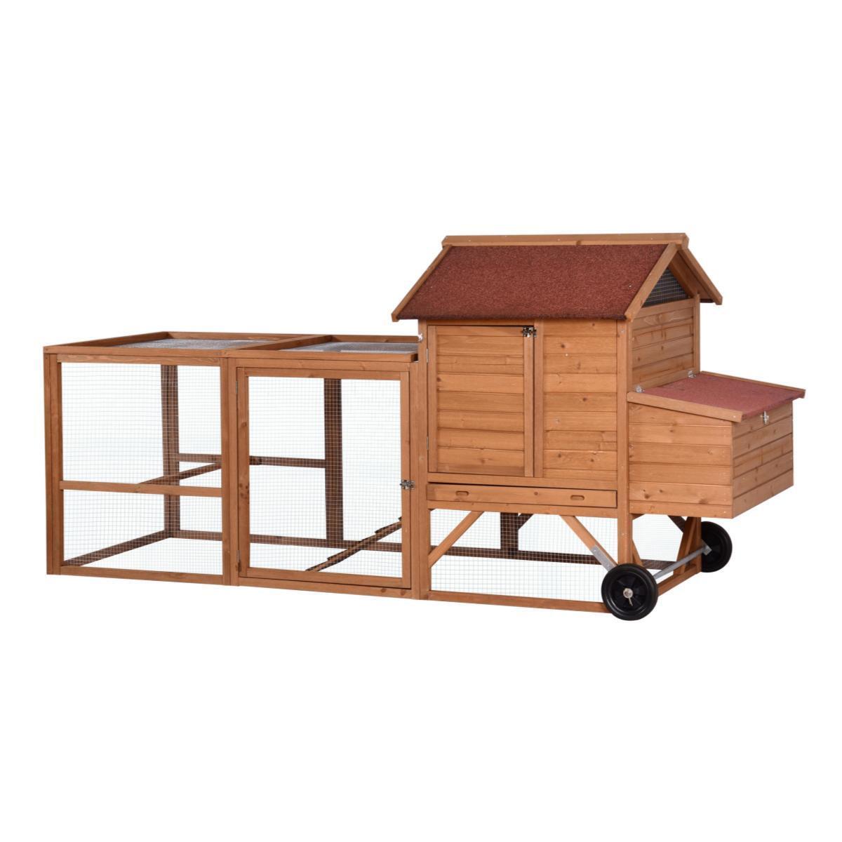 YES4PETS 248 cm XL Chicken Coop Rabbit Hutch Ferret Hen Guinea Pig House With Wheels image 2