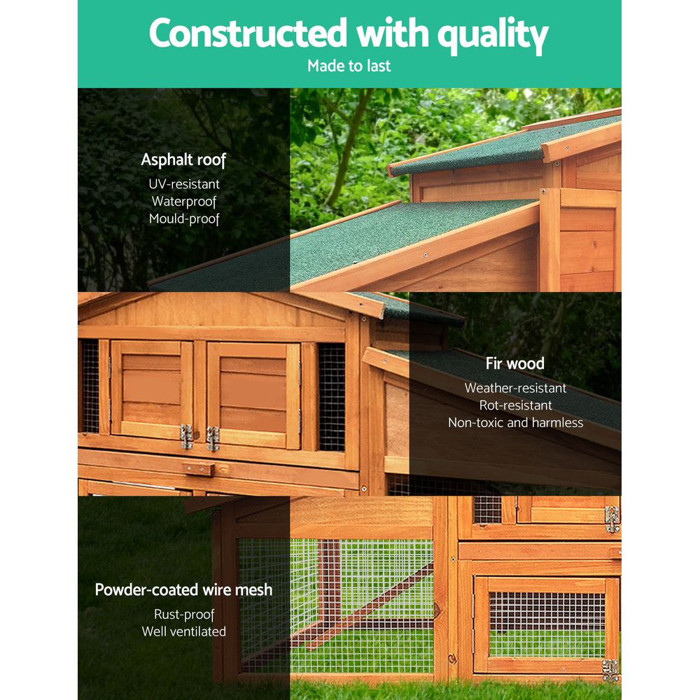 i.Pet Chicken Coop Rabbit Hutch 169cm x 52cm x 72cm Large Chicken Coop Wooden House… image 4