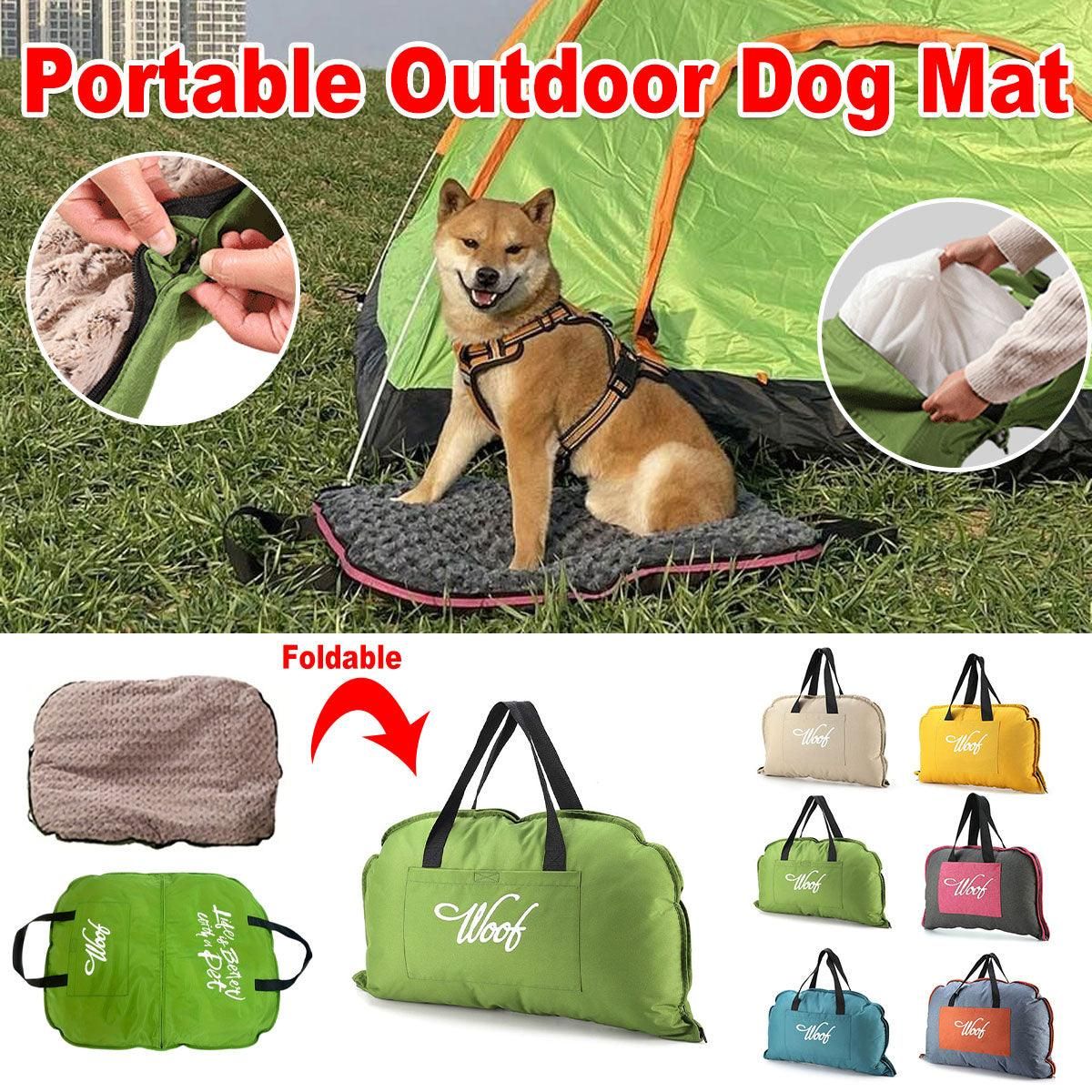 Portable Folding Pet Kennel Zippered Outdoor Dog Bed Travel Mat Waterproof - Yellow image 2