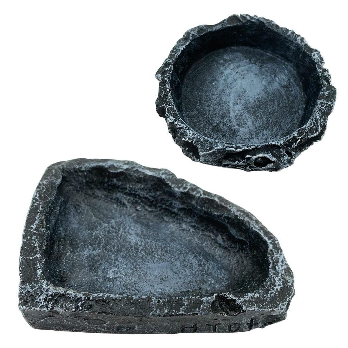 2 Pack Reptile Water Dish Food Bowl Rock Worm Feeder for Leopard Gecko Lizard image 2