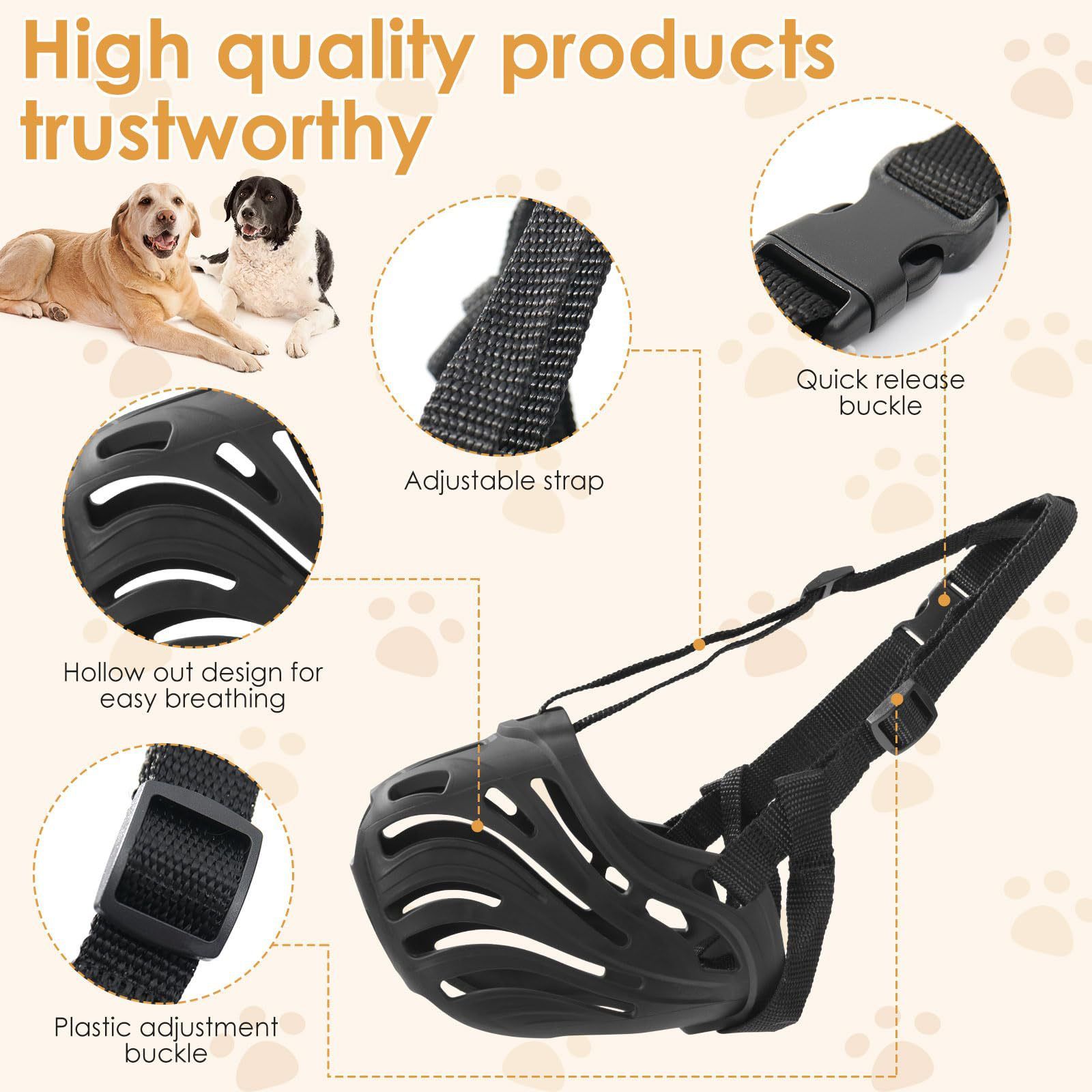 Soft Silicone Dog Muzzle with Adjustable Nylon Straps image 4
