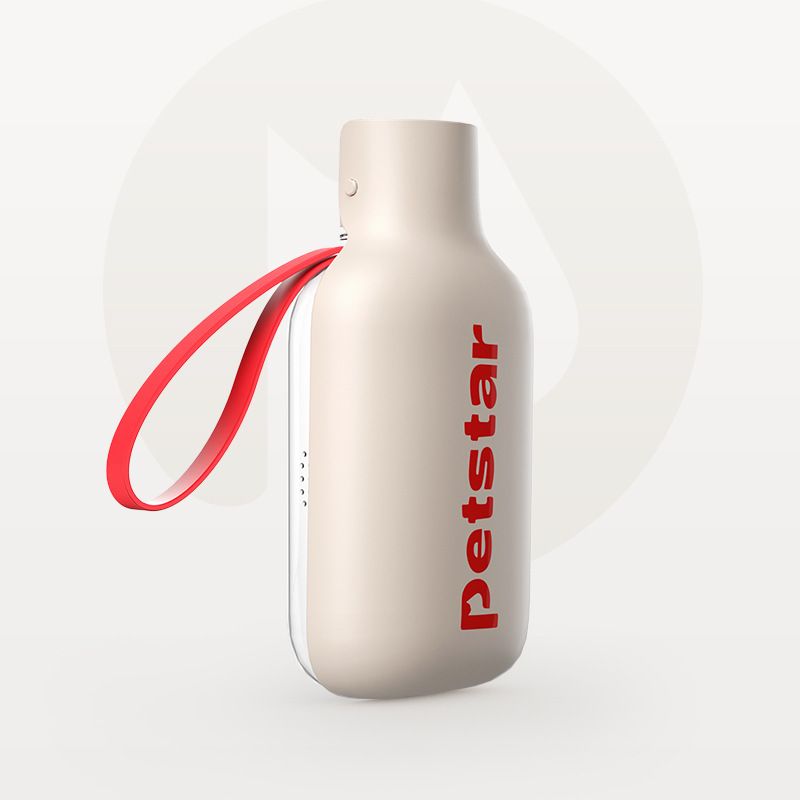 Beige Portable Dog Water Bottle 550ml - Foldable Travel Pet Drinking Bottle with Wide…