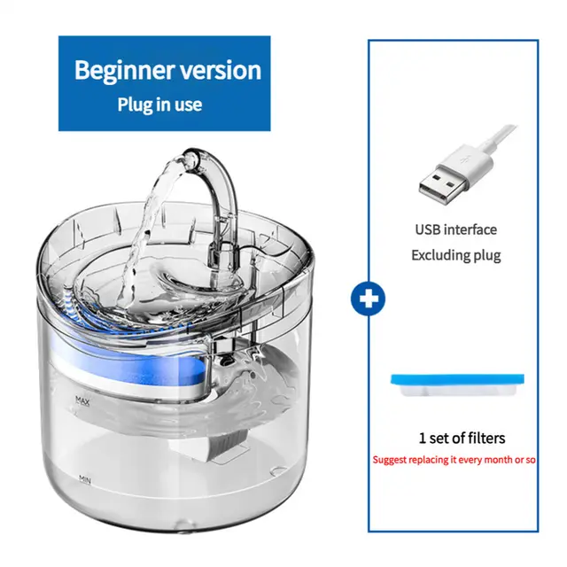 Beginner Version Pet Water Fountain with USB Interface (Excluding Plug) and Filter Set…