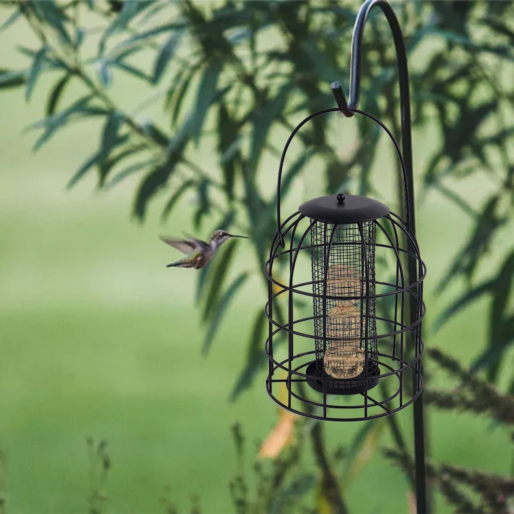 Iron Cage Bird Feeder Metal Bird Food Dispenser Hanging Feeding Column image 6