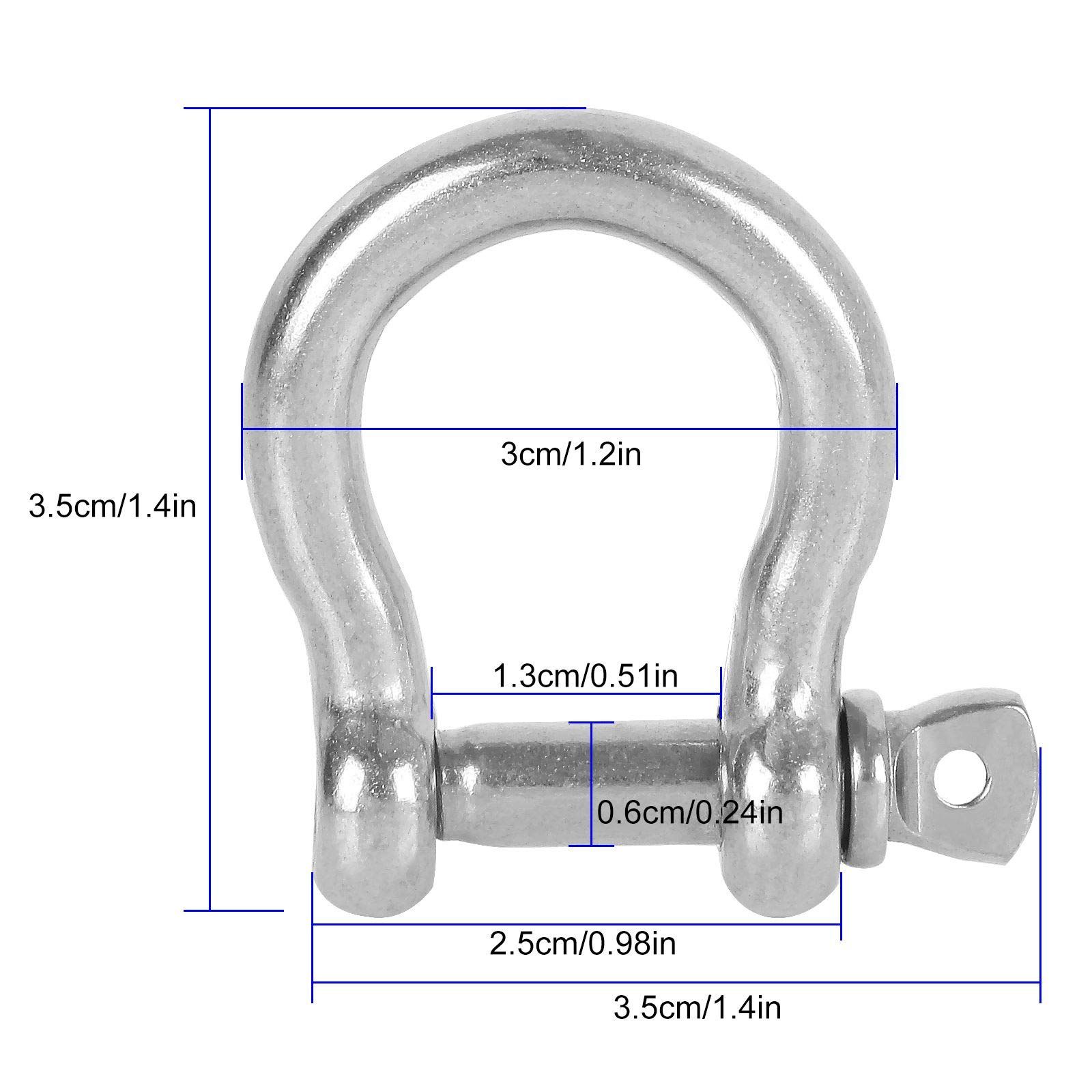 20 PCS Stainless Steel M6 Screw Shackle 1/4 Inch Chain Shackle Bow Shackle Clevis… image 4