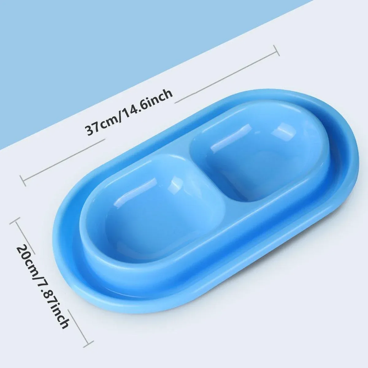 1-Piece Blue Double-Compartment Pet Feeding Bowl image 3