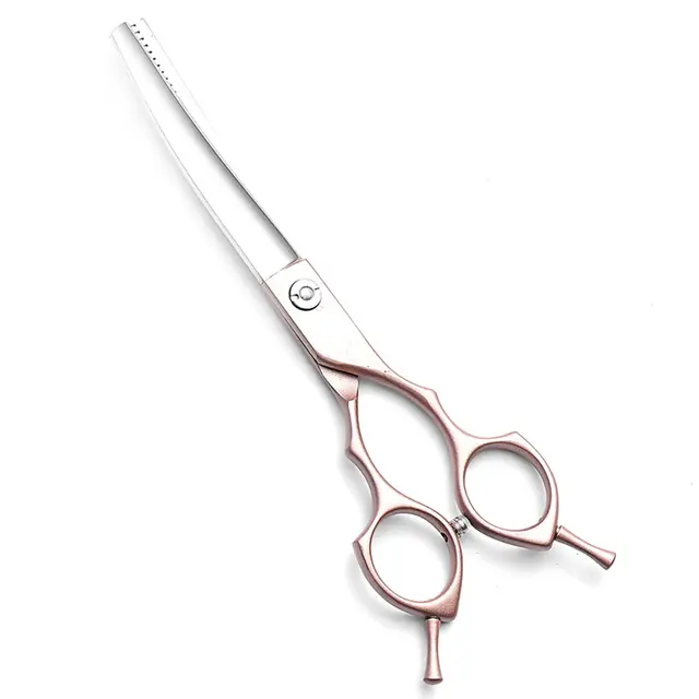 Rose Gold and Silver Professional 6.5 Inch CURVED Pet Grooming Blending Shears…