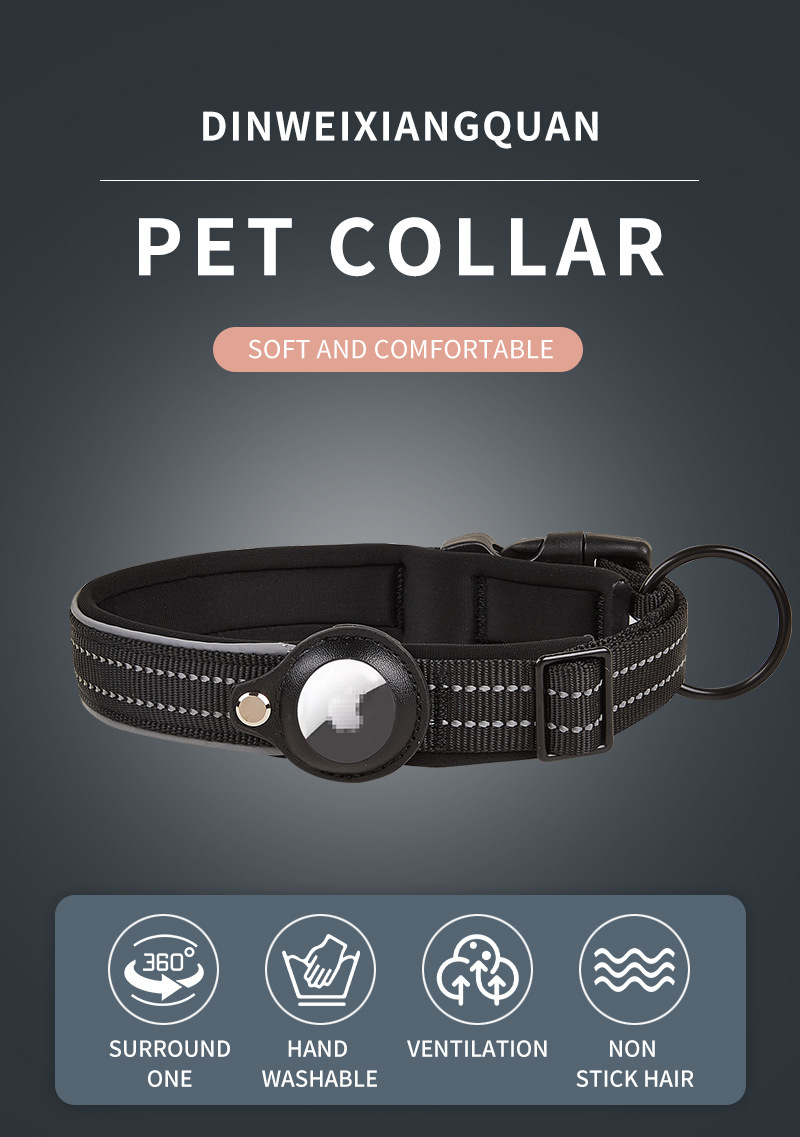 Size M Orange Reflective Adjustable Anti-Lost Pet Collar (For Apple AirTag - Collar Only image 5