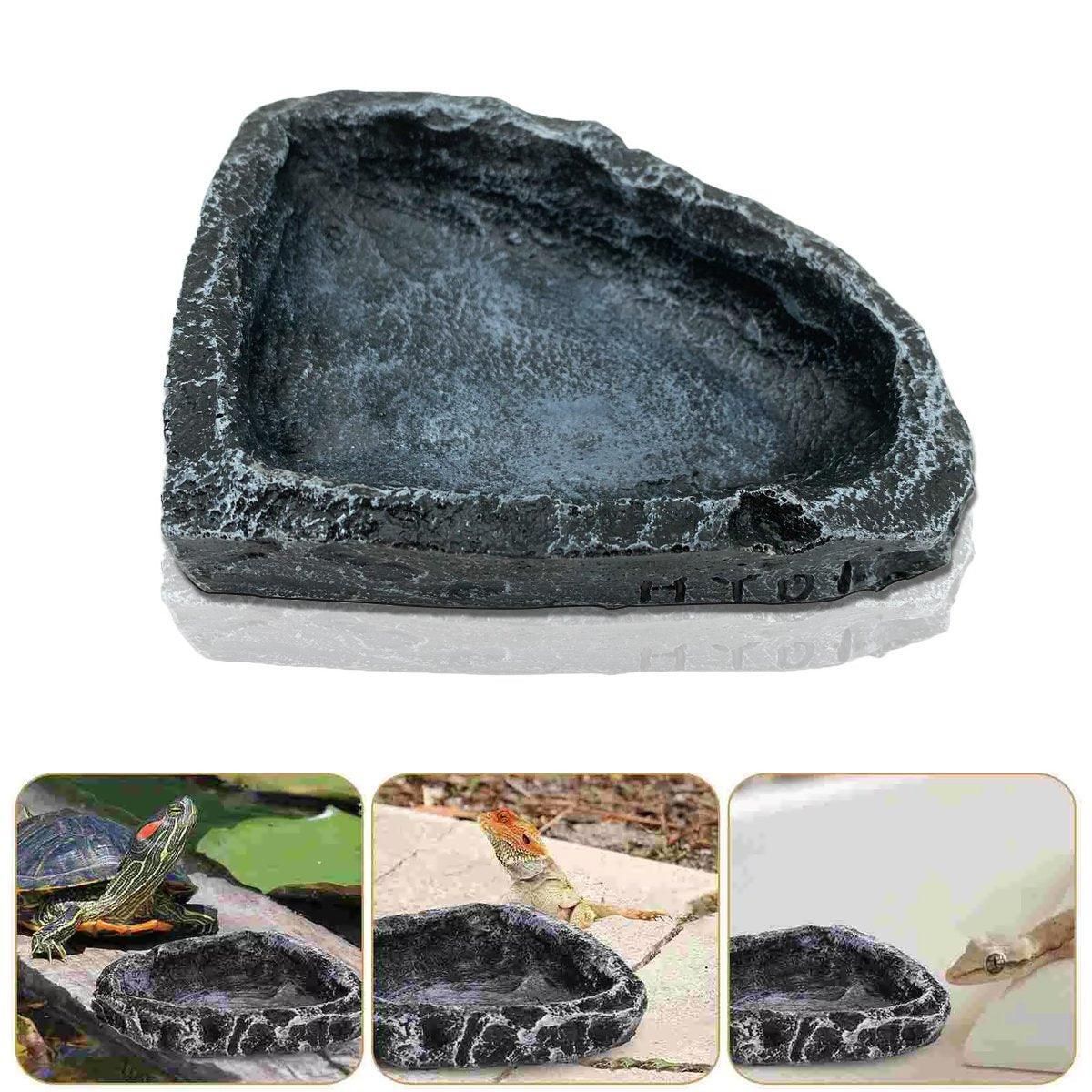 2 Pack Reptile Water Dish Food Bowl Rock Worm Feeder for Leopard Gecko Lizard image 11