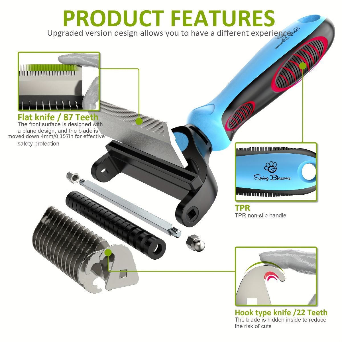 Pet Hair Remover Brush Double-Sided Pet Brush Pet Grooming Tool Dog…, Pink, Large image 2