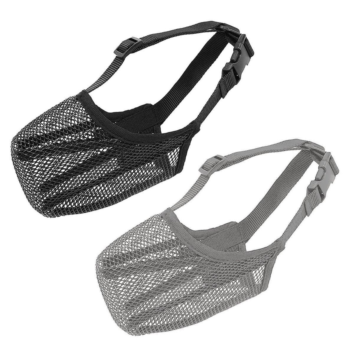 2PCS Adjustable Mesh Pet Dog Muzzle Mask Mouth Cover No Bite Strap Mouth Cover - Black-S image 3