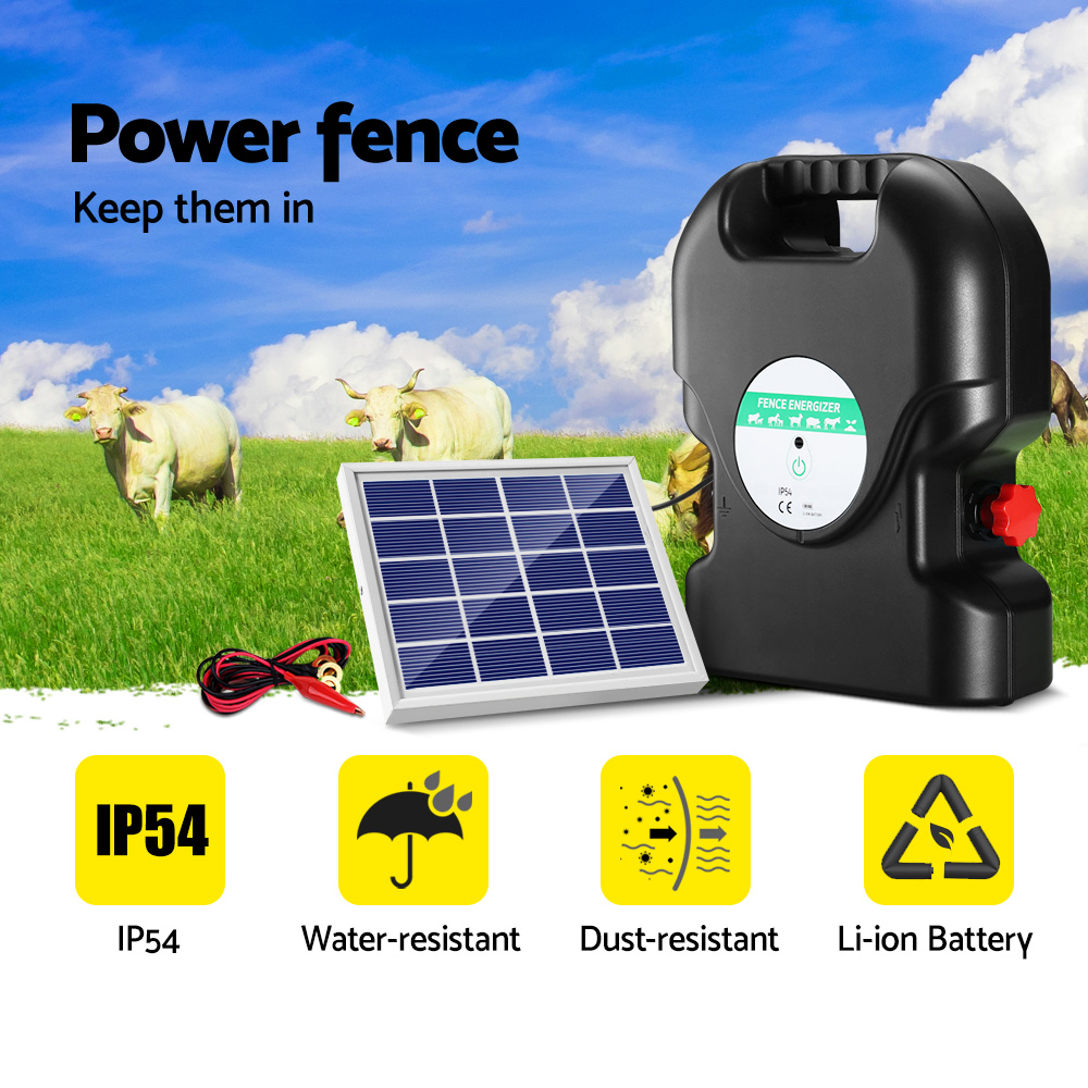 Giantz Fence Energiser 20KM Solar Powered 1.2J Electric image 4