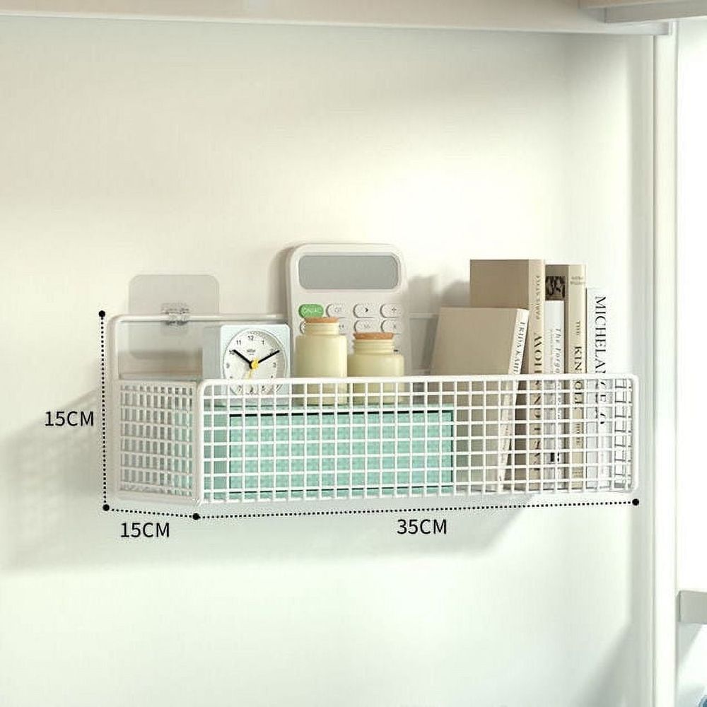 Wire Wall Grid Basket Hanging Display Shelf Metal Grid Panel Accessories, White image 5