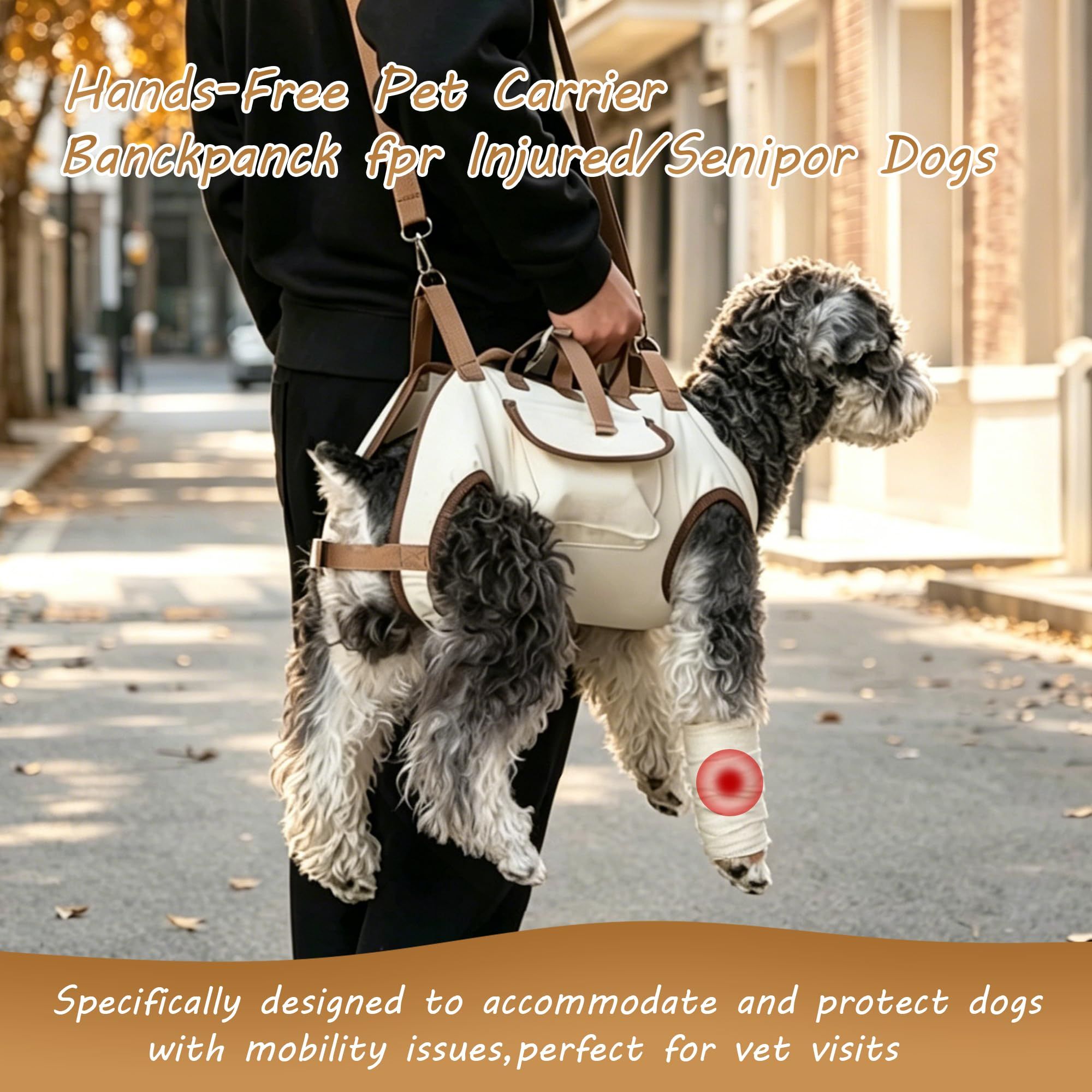 Hands Free Dog Backpack Carrier for Small Dogs, Brown, S image 2