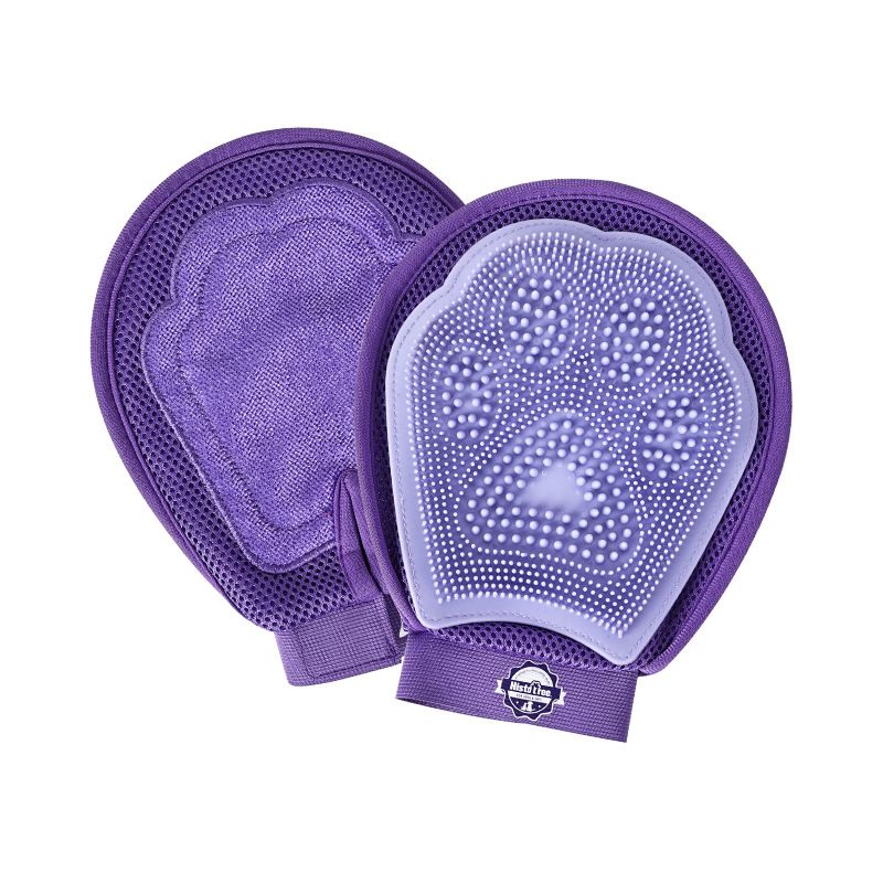 Purple Pet Grooming Gloves for Dogs and Cats - 2 Pack Purple Silicone Massage Brush… image 8