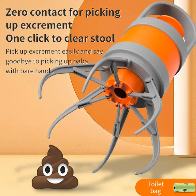 Orange and grey Hygienic Portable Dog Pooper Scooper with Integrated Bag Dispenser…