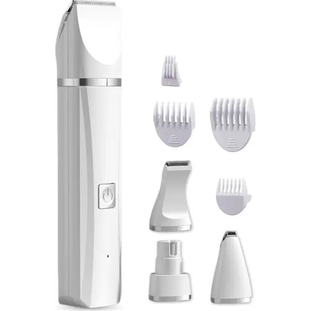 4-in-1 Cordless Dog Trimmer for Thick Fur with Nail Drill, White