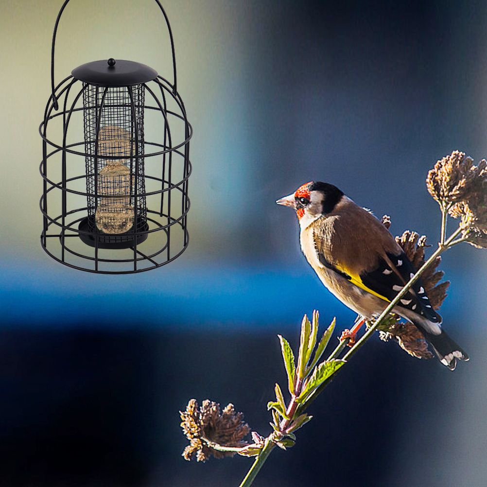 Iron Cage Bird Feeder Metal Bird Food Dispenser Hanging Feeding Column image 7