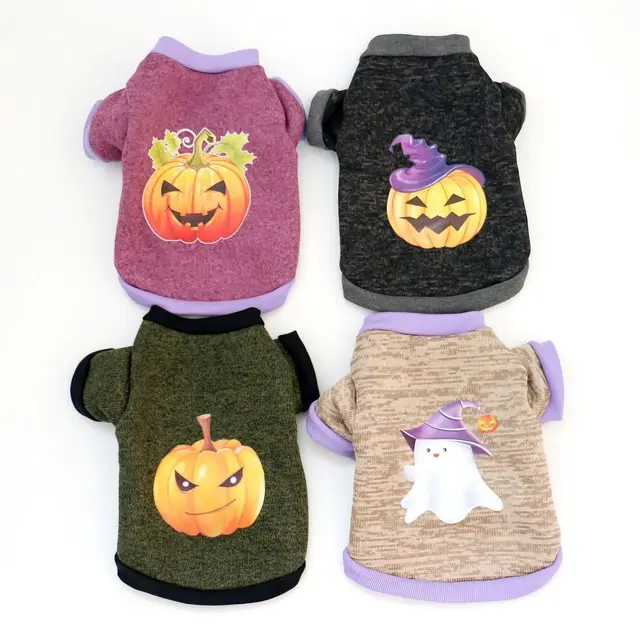 4 Pcs Halloween Dog Shirt Halloween Dog Clothes Pumpkin Pet Printed Funny Scary Dog…