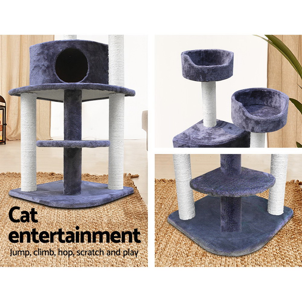 i.Pet Cat Tree 126cm Tower Scratching Post Scratcher Condo Trees House Grey image 5