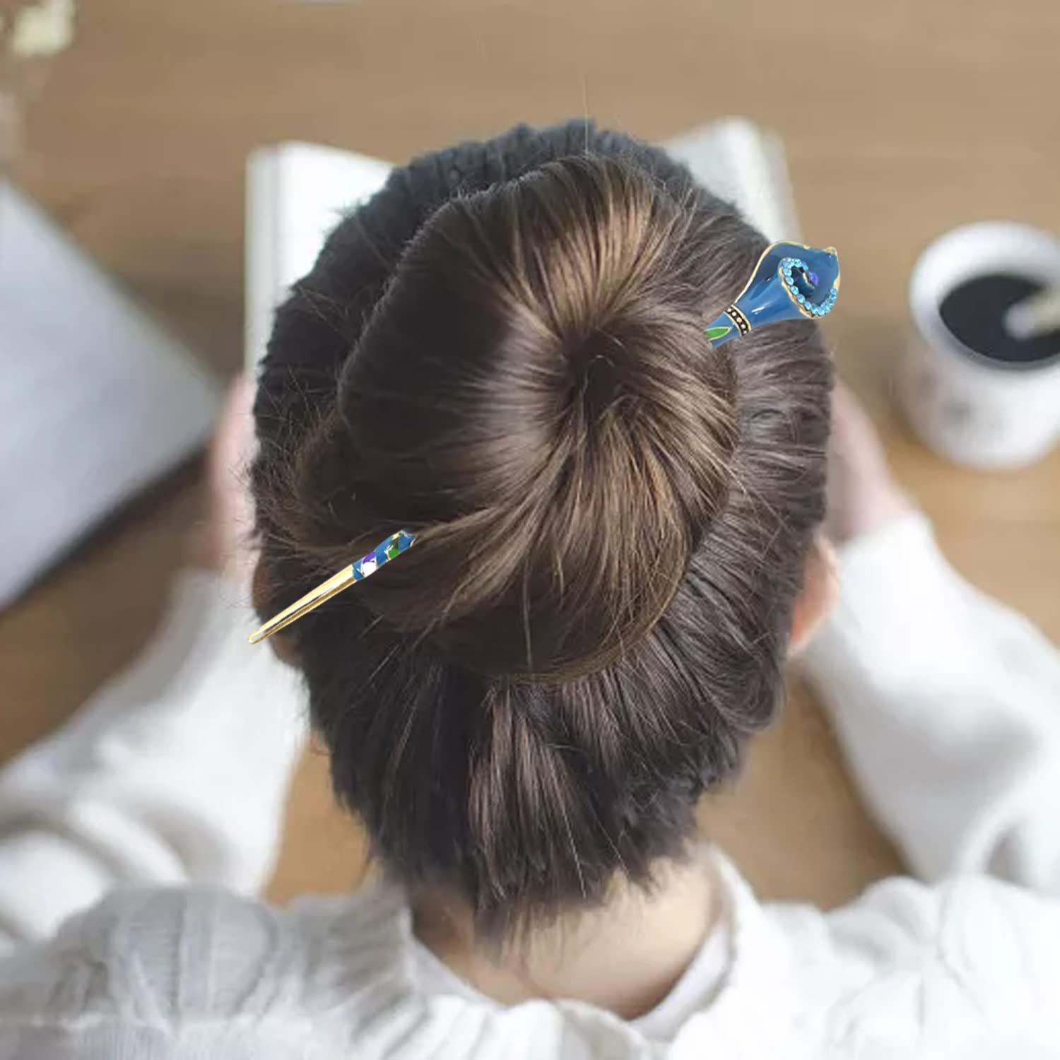 blue Vintage Hair Stick With Calla Chinese Traditional Style Fashion Hair Chopsticks… image 2