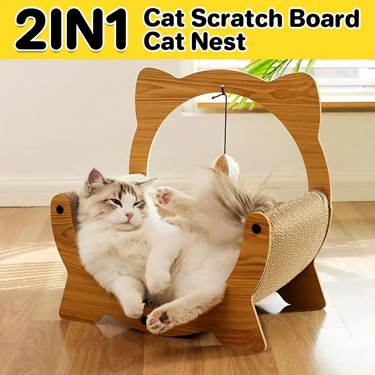 2in1 Cat Nest Scratching Board Claw Sharpening Bed for Cats Pet Furniture