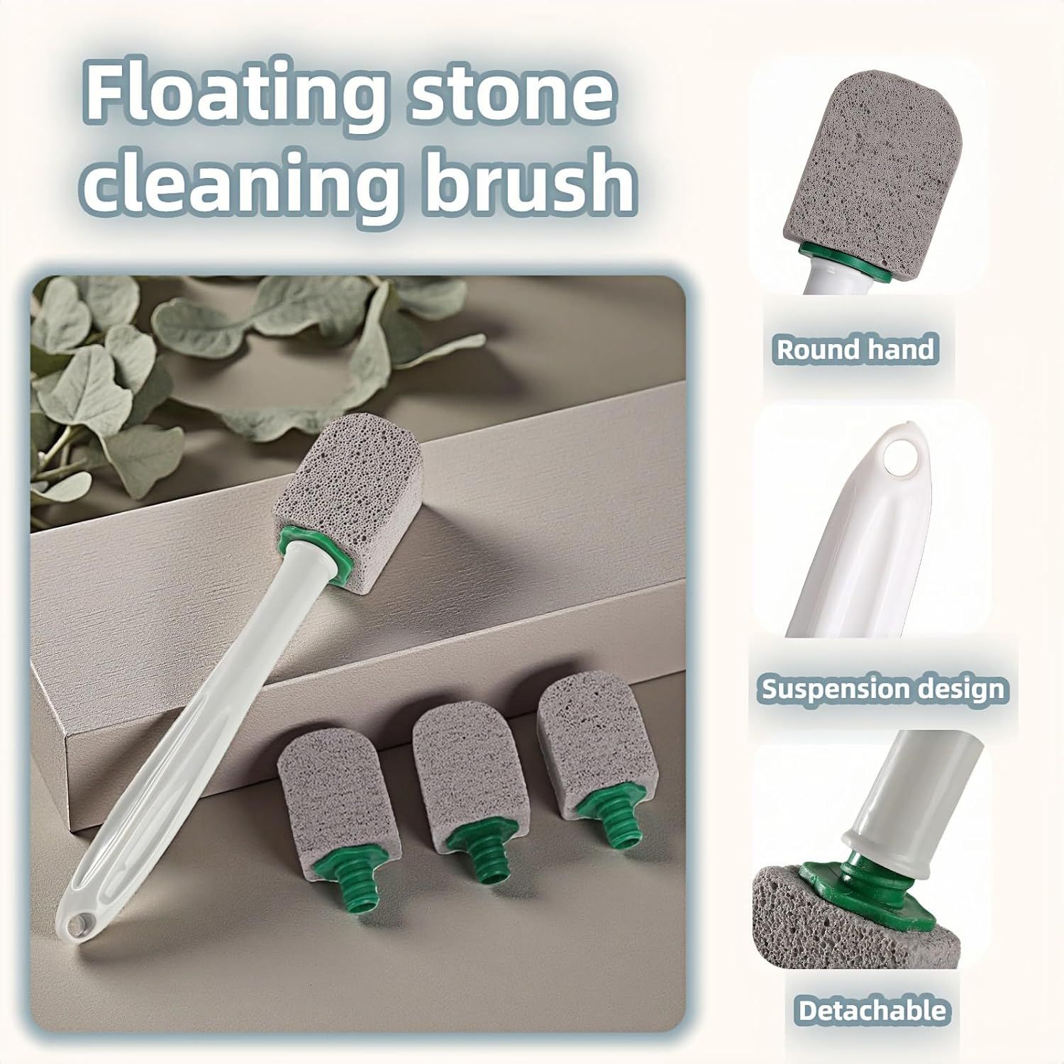 Pumice Toilet Brush Scrubber with 9.5” Handle - 1 Scrubber + 4 Pumice Stones - Remove… image 8