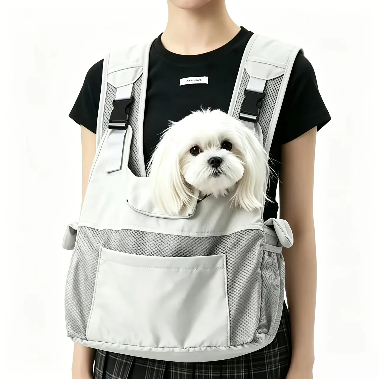 Lightweight breathable nylon pet backpack with front mesh head-out design image 2