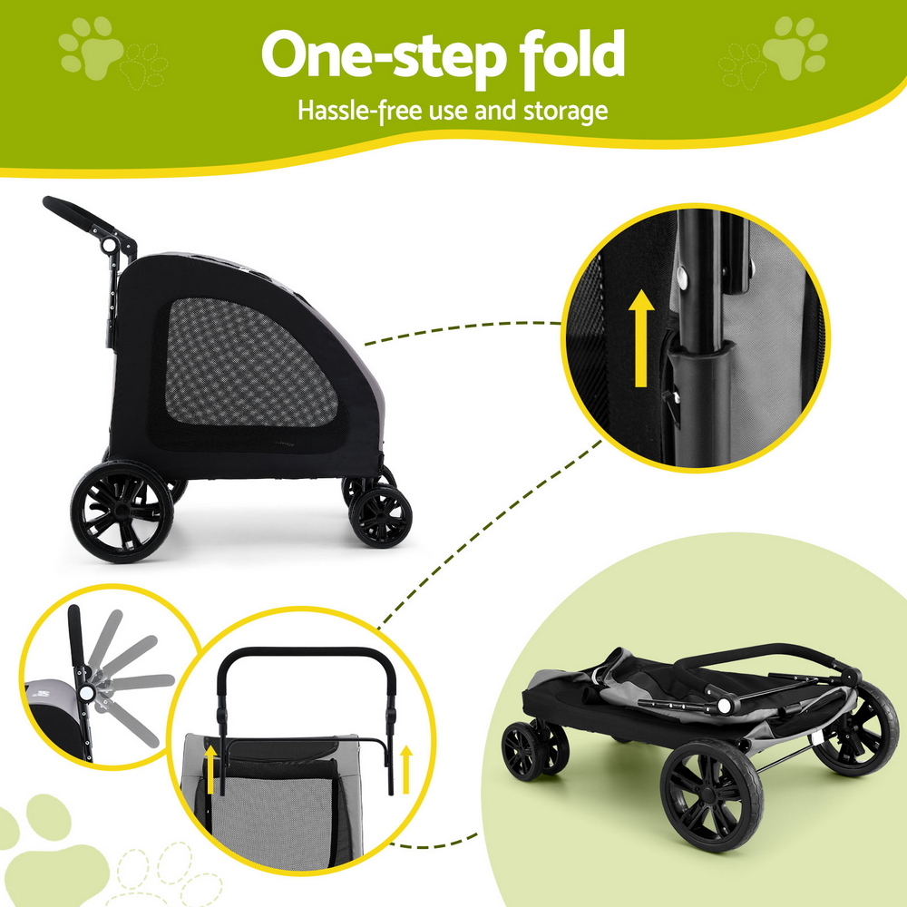 i.Pet Pet Stroller Dog Pram Large Carrier Cat Travel Foldable Strollers 4 Wheels Trolley image 5
