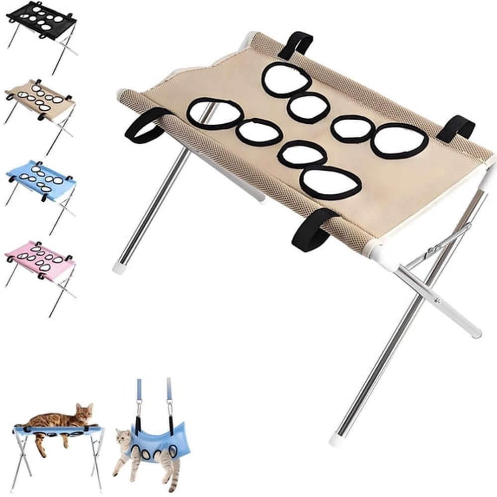 Dog Grooming Hammock Stand with Stable Stainless Steel Frame & Quick-Dry Mesh Foldable… image 2