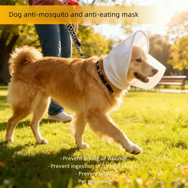 Size S White Mesh Net Hood for Dogs – Protective Face Cover Against Insects