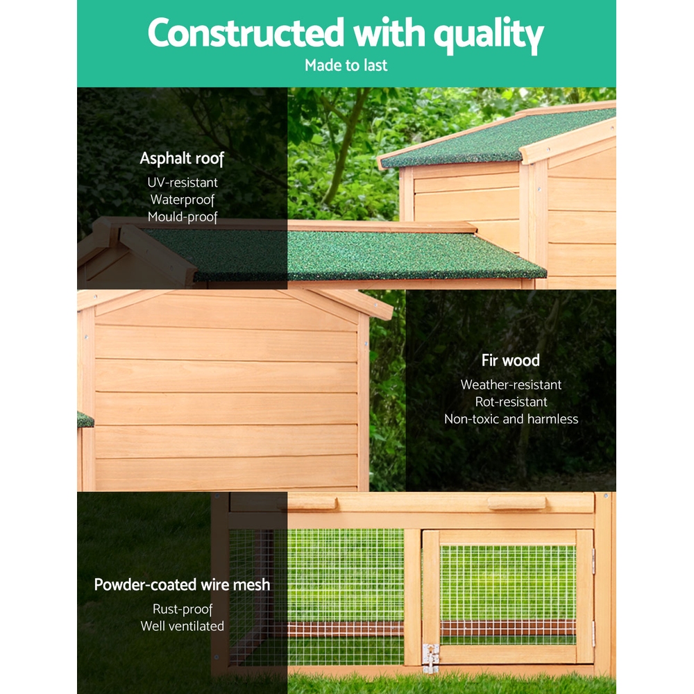 i.Pet Chicken Coop Rabbit Hutch 138cm x 44cm x 85cm Large Chicken Coop House Run Cage… image 4