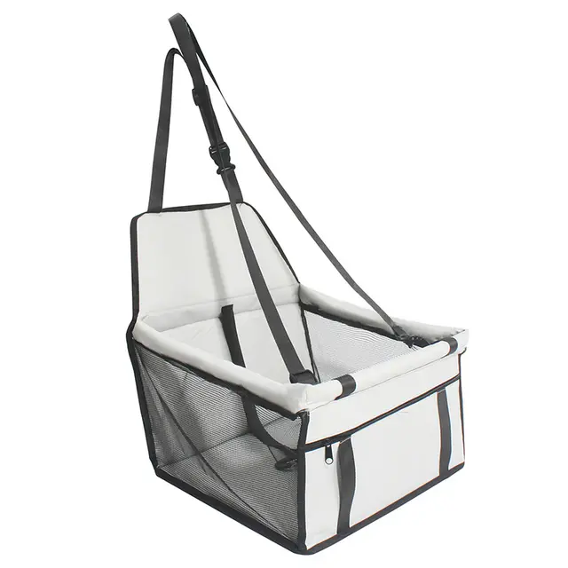 Light Gray Portable Pet Car Seat for Dogs and Cats - Adjustable Car Seat Cover