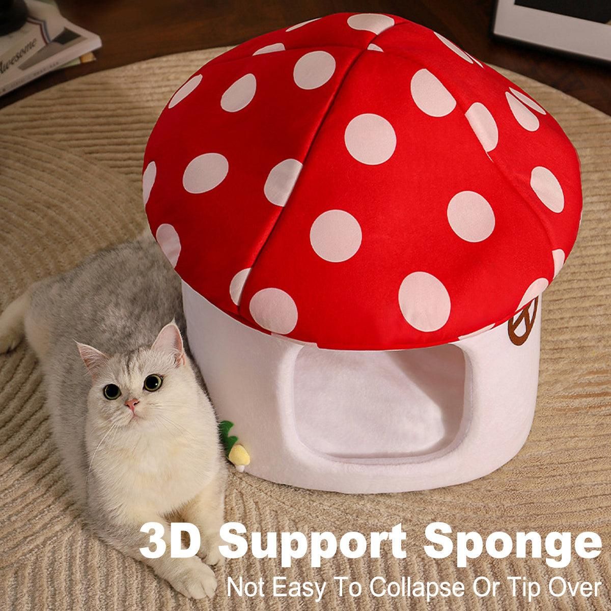 Winter Mushroom Cat House Cozy Sleeping Pet Bed for Cats Indoor Warm Pet House image 9