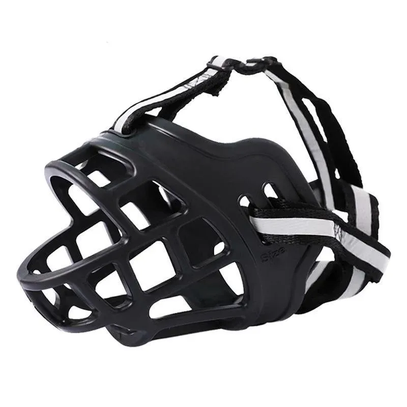 6 Sizes Adjustable Pet Dog No Bite Silicone Basket Muzzle Cage Mouth Mesh Cover - 5#