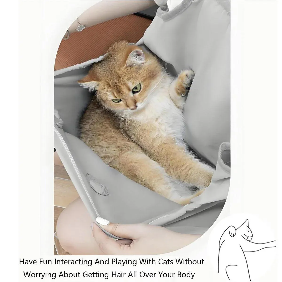 Cat Carrying Apron Non Stick Hair Kangaroo Pouch Pet Grooming Suit Portable image 5