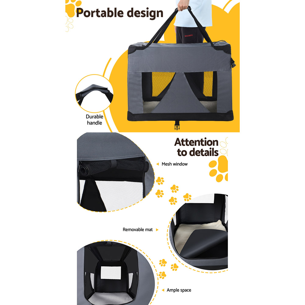 i.Pet Pet Carrier Soft Crate Dog Cat Travel 60x42CM Portable Foldable Car M image 6