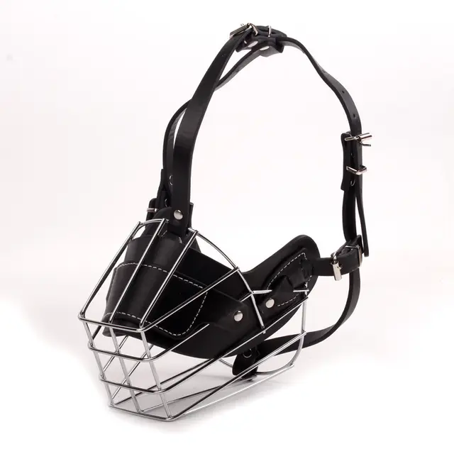 Black Metal Basket Dog Muzzle - Anti-Bite & Anti-Barking - M