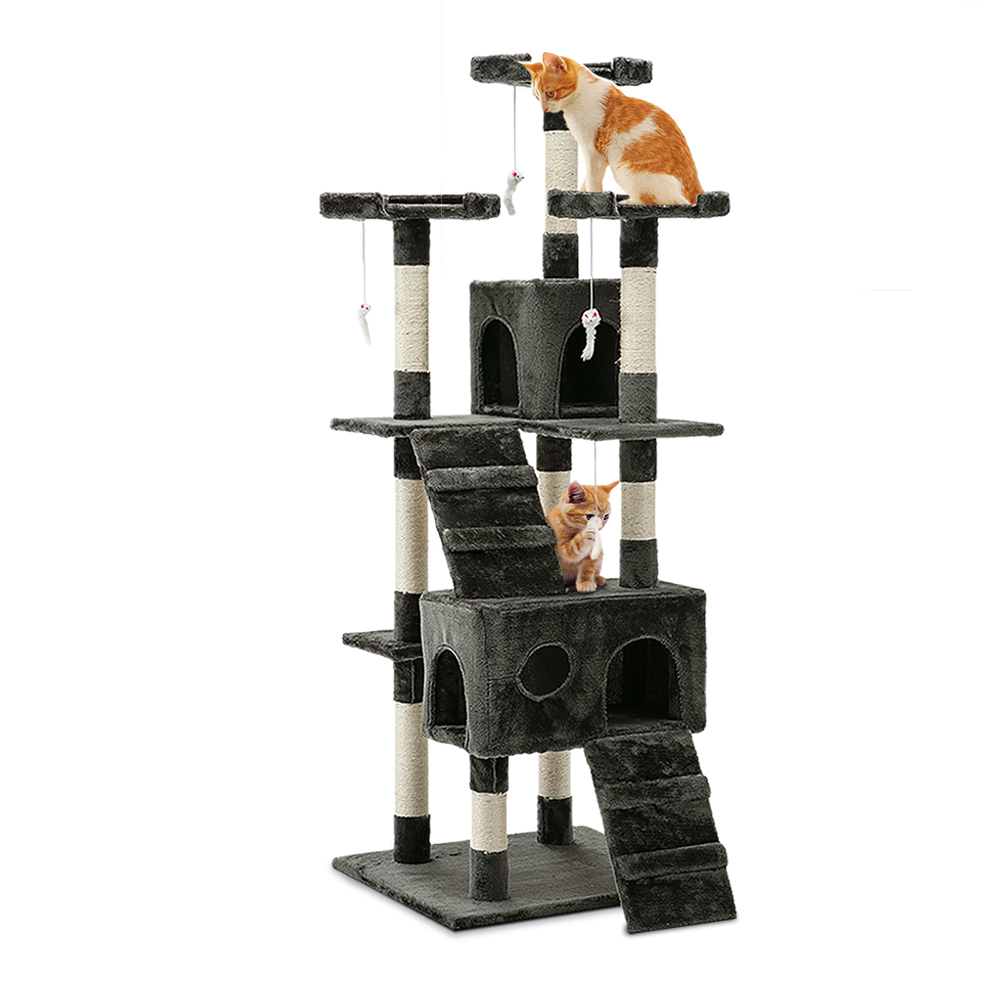 i.Pet Cat Tree 180cm Tower Scratching Post Scratcher Wood Condo House Toys Grey image 8