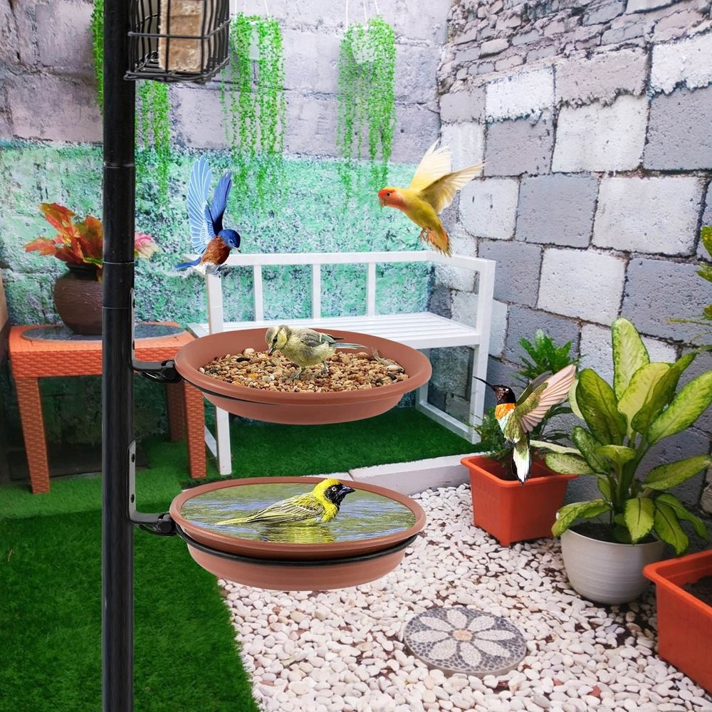 Fence Bird Feeders Tray 2pcs Tree Mounted Wild Bird Bath image 5