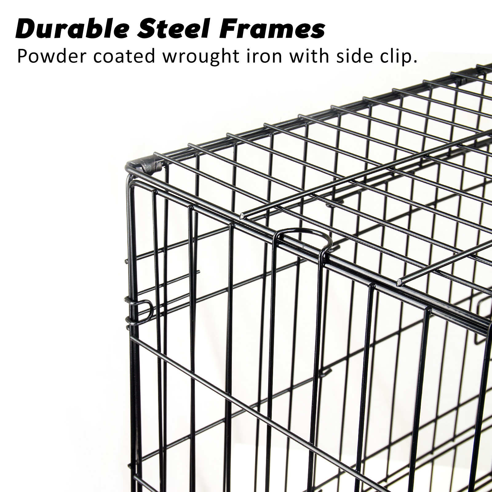 Wire Dog Cage Foldable Crate Kennel 42in with Tray + Cushion Mat Combo image 3