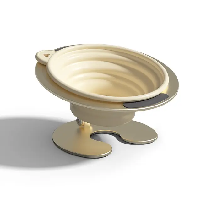 Yellow Foldable Elevated Pet Bowl Set - Tilted Ergonomic Cat Feeder with Aluminum…