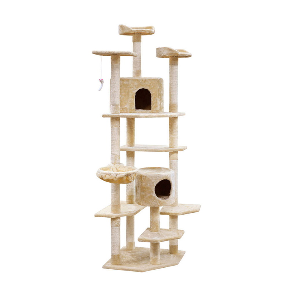 i.Pet Cat Tree 203cm Tower Scratching Post Scratcher Condo Trees House Bed Beige image 8