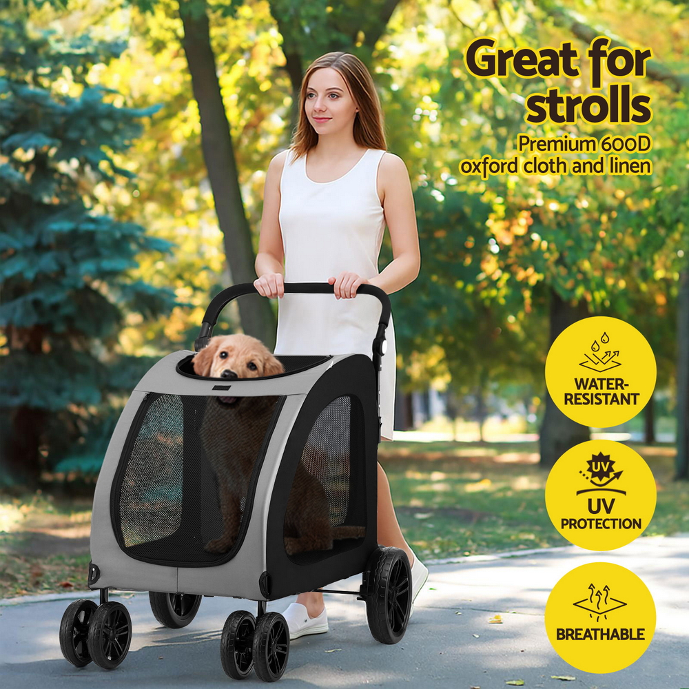 i.Pet Pet Stroller Dog Pram Large Carrier Cat Travel Foldable Strollers 4 Wheels Trolley image 4